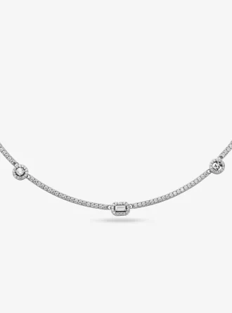 Collar de plata de ley con baño de metal precioso y pavé