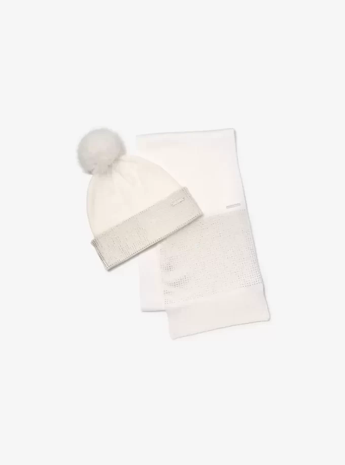 Conjunto de gorro y bufanda de punto adornados Conjunto de gorro y bufanda de punto adornados