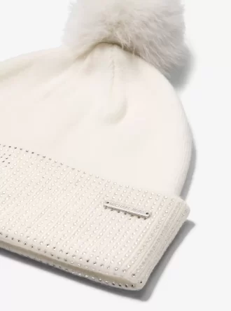 Conjunto de gorro y bufanda de punto adornados