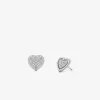 Conjunto de regalo de collar y pendientes con forma de corazón pavé en plata de ley chapada en metal precioso Conjunto de regalo de collar y pendientes con forma de corazón pavé en plata de ley chapada en metal precioso