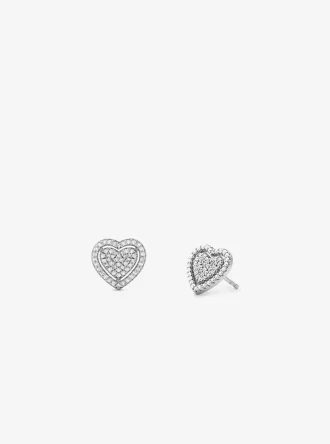 Conjunto de regalo de collar y pendientes con forma de corazón pavé en plata de ley chapada en metal precioso Conjunto de regalo de collar y pendientes con forma de corazón pavé en plata de ley chapada en metal precioso