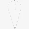 Conjunto de regalo de collar y pendientes con forma de corazón pavé en plata de ley chapada en metal precioso Conjunto de regalo de collar y pendientes con forma de corazón pavé en plata de ley chapada en metal precioso