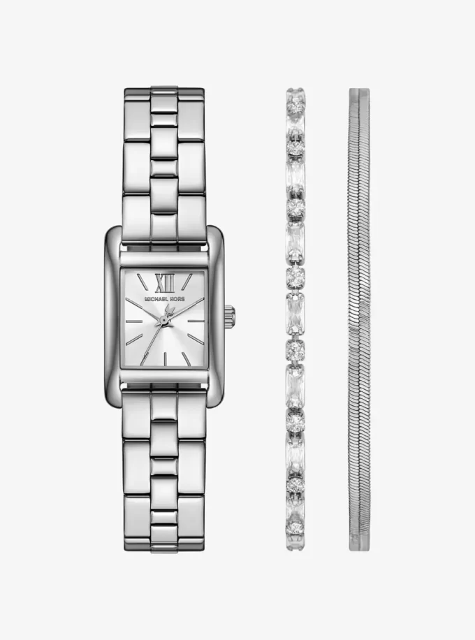 Conjunto de regalo de reloj y joyas Mini Monroe en tono plateado Conjunto de regalo de reloj y joyas Mini Monroe en tono plateado