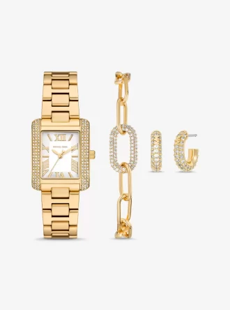 Conjunto de regalo de reloj y joyas Petite Emery en tono dorado