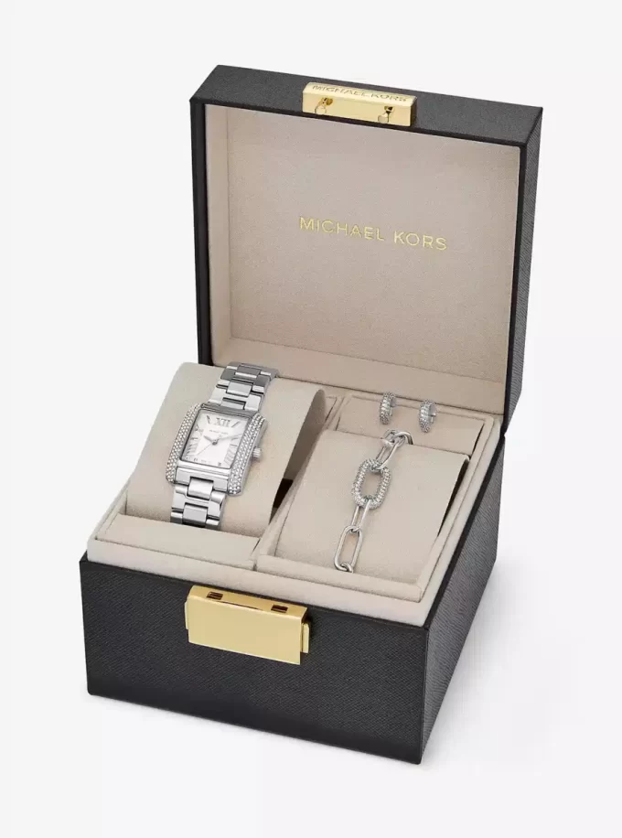 Conjunto de regalo de reloj y joyas Petite Emery en tono plateado Conjunto de regalo de reloj y joyas Petite Emery en tono plateado