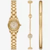 Conjunto de regalo de reloj y joyas Petite Lexington con pavé dorado Conjunto de regalo de reloj y joyas Petite Lexington con pavé dorado