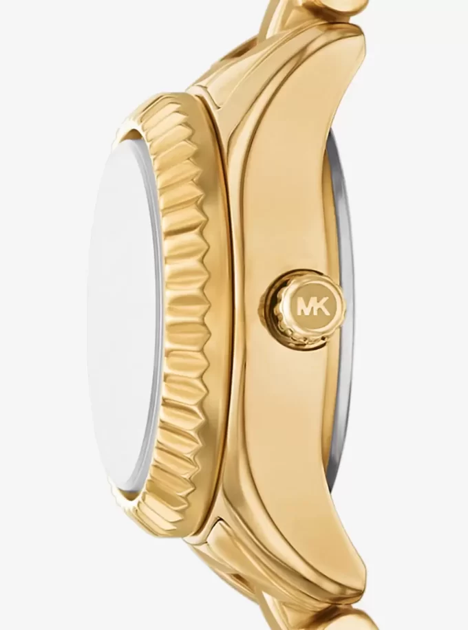 Conjunto de regalo de reloj y joyas Petite Lexington con pavé dorado Conjunto de regalo de reloj y joyas Petite Lexington con pavé dorado