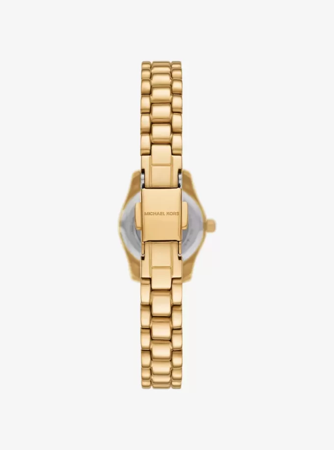 Conjunto de regalo de reloj y joyas Petite Lexington con pavé dorado Conjunto de regalo de reloj y joyas Petite Lexington con pavé dorado