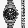 Conjunto de regalo de reloj y pulsera Lexington Gunmetal de gran tamaño