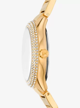 Conjunto de regalo de reloj y pulsera Mini Sylvia Pavé en tono dorado