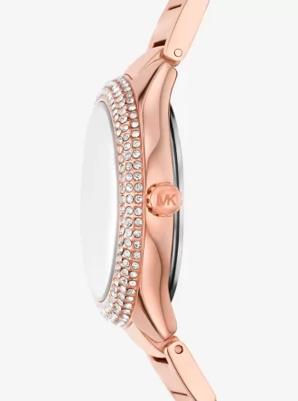 Conjunto de regalo de reloj y pulsera Mini Sylvia Pavé en tono oro rosa