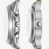 Conjunto de reloj pavé de dos tonos Aspyn para él y para ella Conjunto de reloj pavé de dos tonos Aspyn para él y para ella