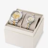 Conjunto de reloj pavé de dos tonos Aspyn para él y para ella Conjunto de reloj pavé de dos tonos Aspyn para él y para ella