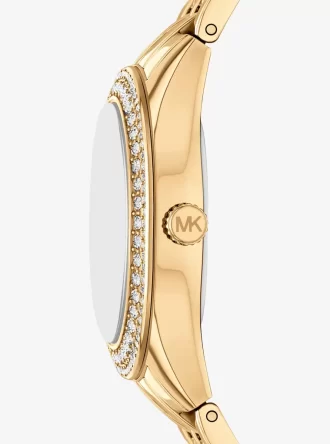 Conjunto de reloj y joyas Mini Harlowe Pavé en tono dorado