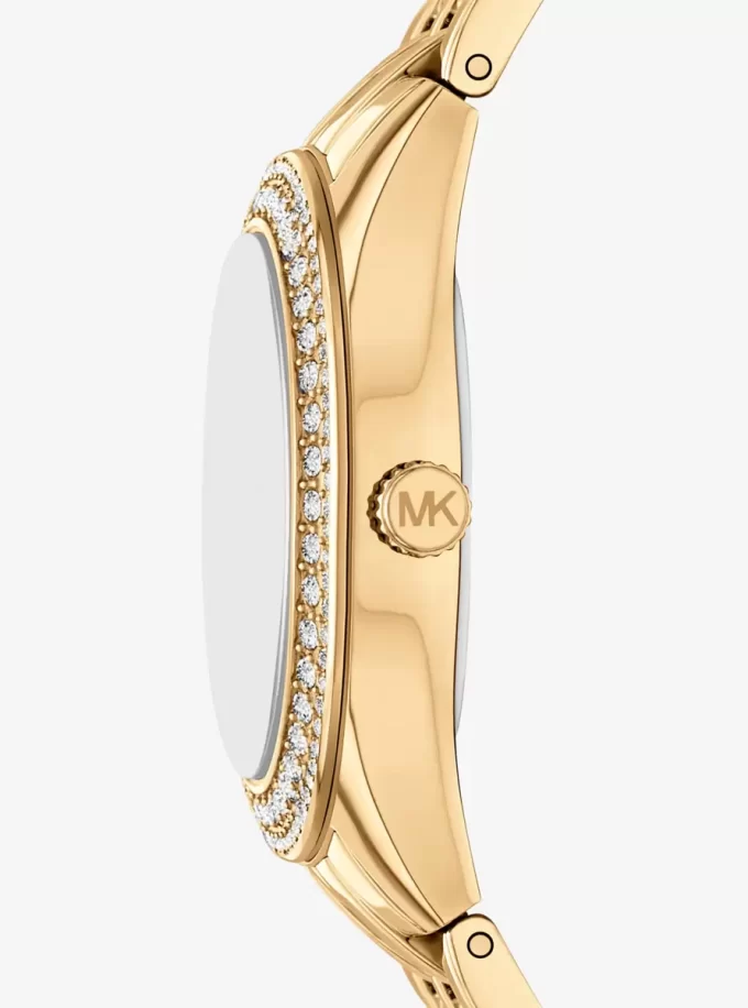 Conjunto de reloj y joyas Mini Harlowe Pavé en tono dorado Conjunto de reloj y joyas Mini Harlowe Pavé en tono dorado