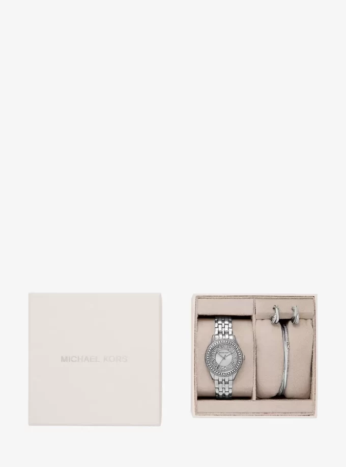 Conjunto de reloj y joyas Mini Harlowe Pavé en tono dorado Conjunto de reloj y joyas Mini Harlowe Pavé en tono dorado