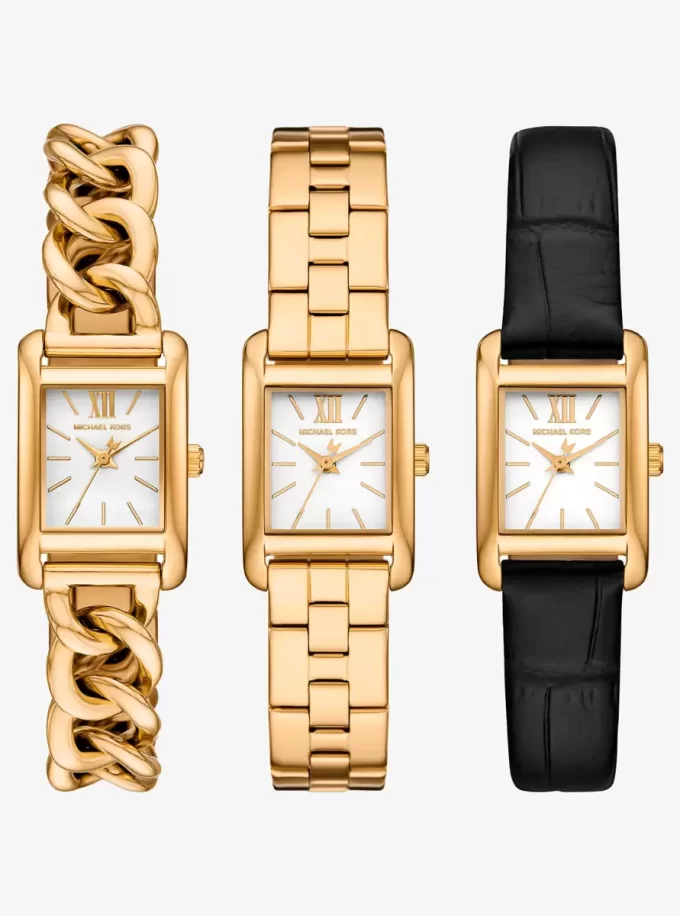 Correa de reloj Petite Monroe en tono dorado y piel con relieve de cocodrilo Correa de reloj Petite Monroe en tono dorado y piel con relieve de cocodrilo