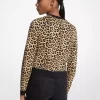 Cárdigan de viscosa elástica con estampado de leopardo
