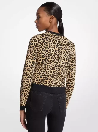 Cárdigan de viscosa elástica con estampado de leopardo