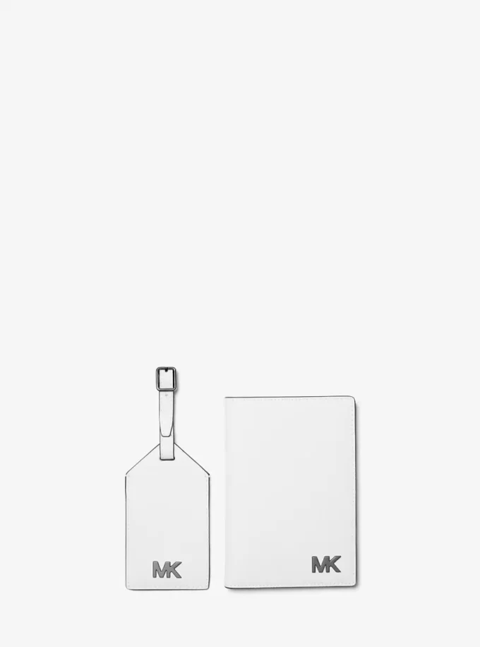 Estuche para pasaporte y juego de etiqueta para equipaje de piel Saffiano Cooper Estuche para pasaporte y juego de etiqueta para equipaje de piel Saffiano Cooper