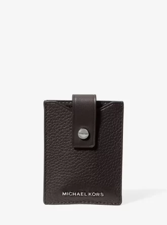 Estuche para tarjetas Hudson de piel granulada con cierre a presión