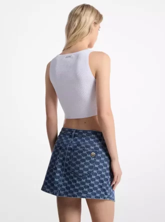Falda cruzada vaquera con logo jacquard