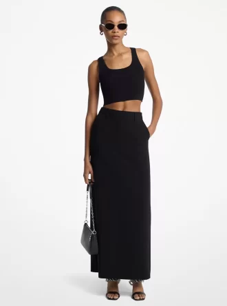 Falda pantalón maxi de crepé texturizado