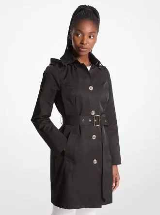 Gabardina con capucha de mezcla de algodón