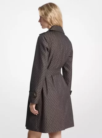 Gabardina con cinturón de mezcla de algodón con logotipo exclusivo