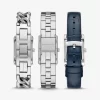 Juego de correas de reloj Petite Monroe de piel plateada con relieve de cocodrilo Juego de correas de reloj Petite Monroe de piel plateada con relieve de cocodrilo