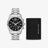 Juego de regalo con reloj Lexington extragrande en tono plateado y tarjetero de piel con relieve de cocodrilo Juego de regalo con reloj Lexington extragrande en tono plateado y tarjetero de piel con relieve de cocodrilo