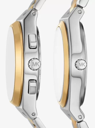 Juego de relojes Lennox Pavé bicolor para él y para ella