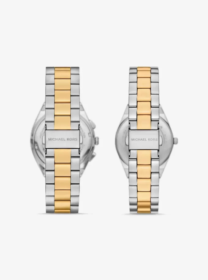 Juego de relojes Lennox Pavé bicolor para él y para ella Juego de relojes Lennox Pavé bicolor para él y para ella