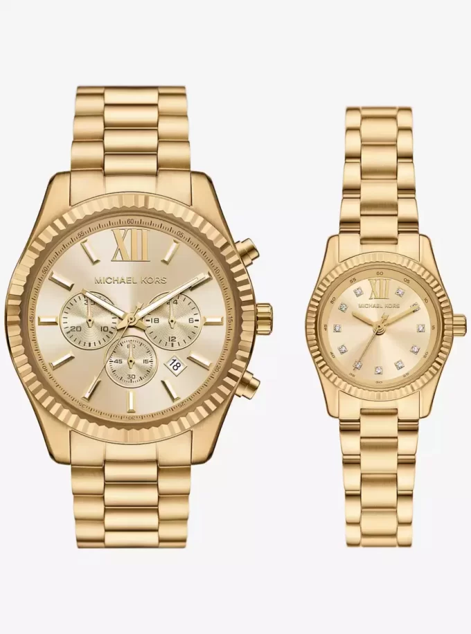 Juego de relojes Lexington para él y para ella en tono dorado