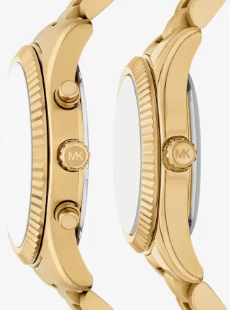 Juego de relojes Lexington para él y para ella en tono dorado