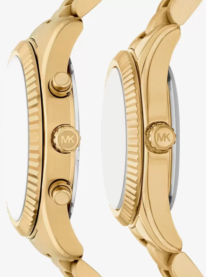 Juego de relojes Lexington para él y para ella en tono dorado