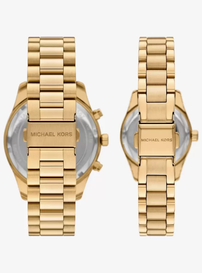 Juego de relojes Lexington para él y para ella en tono dorado