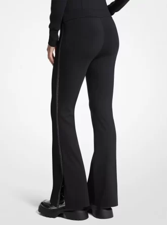 Leggings acampanados de nailon elástico con cinta con logo