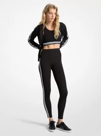 Leggings de cintura alta con cinta de logotipo y tejido elástico