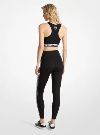 Leggings de cintura alta con cinta de logotipo y tejido elástico