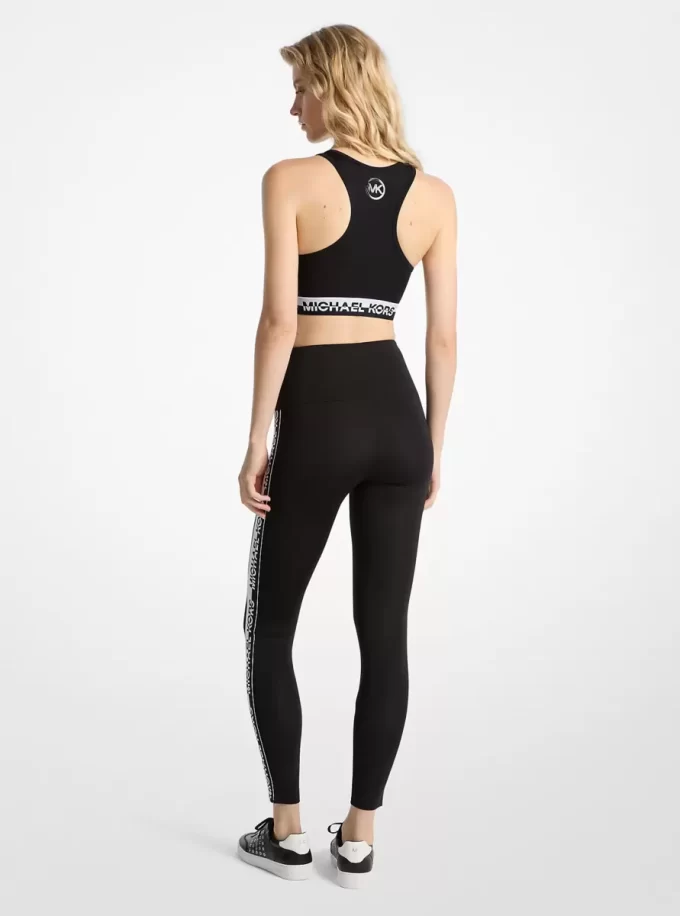 Leggings de cintura alta con cinta de logotipo y tejido elástico