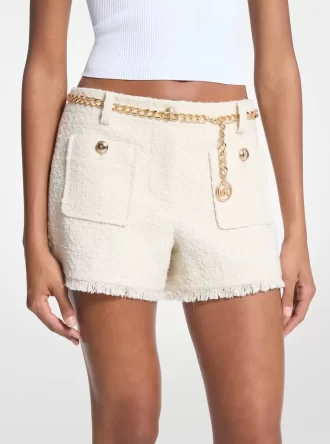 Minishorts de tweed con pestañas