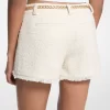 Minishorts de tweed con pestañas