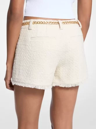Minishorts de tweed con pestañas