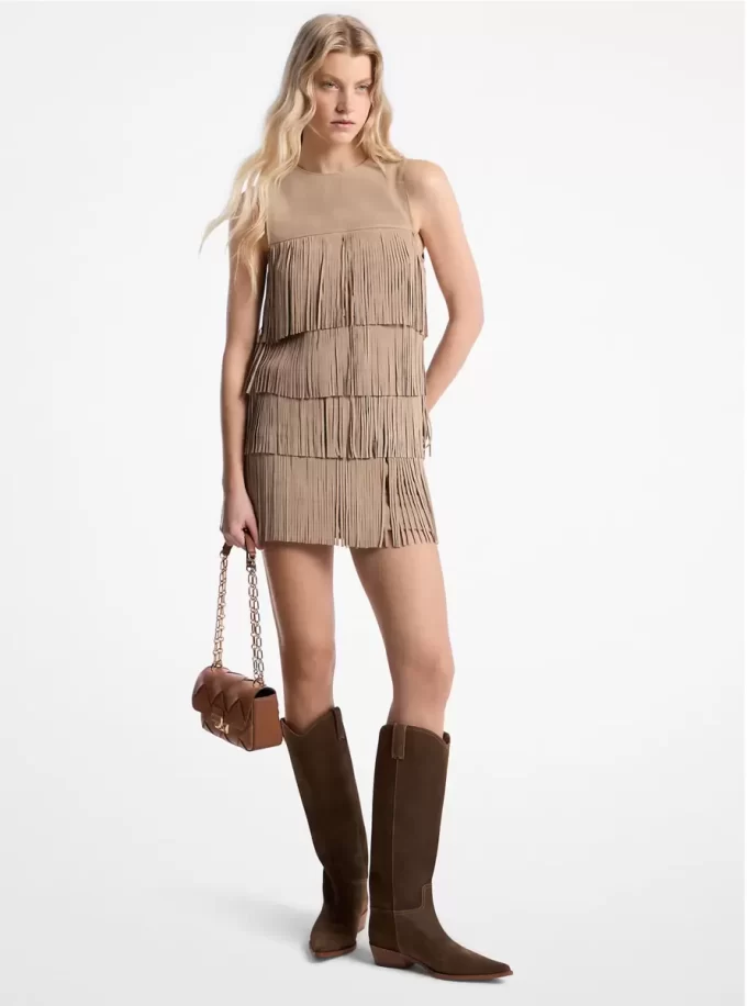 Minivestido de ante con flecos