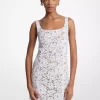 Minivestido de encaje floral con cordón y tachuelas