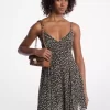 Minivestido de georgette con estampado floral y tachuelas