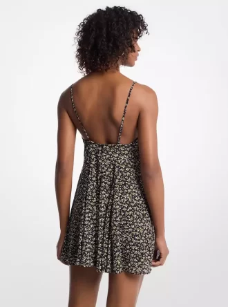 Minivestido de georgette con estampado floral y tachuelas