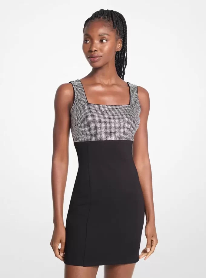 Minivestido de viscosa elástica con adornos Minivestido de viscosa elástica con adornos