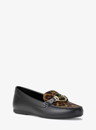Mocasines Fulton de pelo de becerro con estampado de leopardo